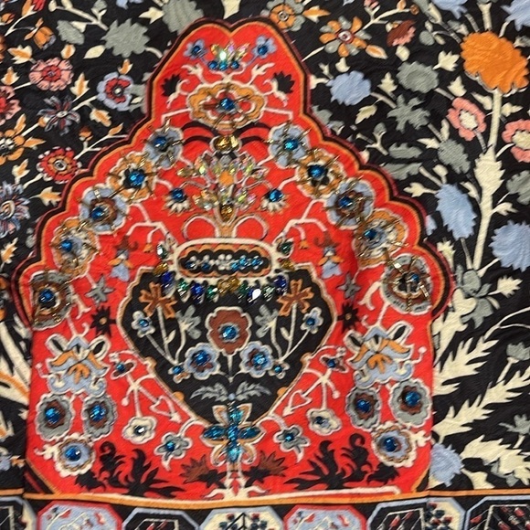 Unbranded fully lined skater dress with vibrant, interesting print & embroidery - Picture 8 of 10